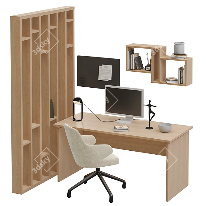 Modern Home Office Furniture Set 3D model image 1