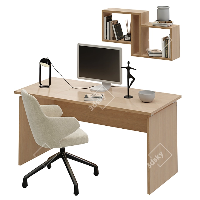 Modern Home Office Furniture Set 3D model image 2