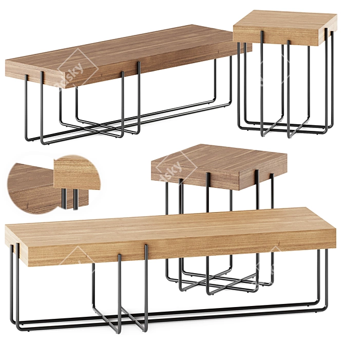 Modern Cruz Coffee Table Set 3D model image 1