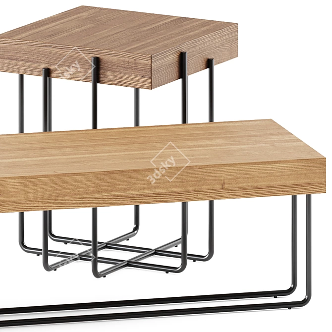 Modern Cruz Coffee Table Set 3D model image 3