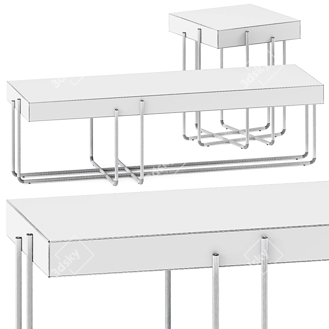 Modern Cruz Coffee Table Set 3D model image 5