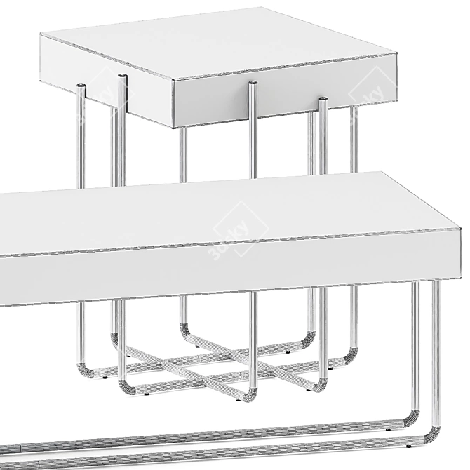 Modern Cruz Coffee Table Set 3D model image 6