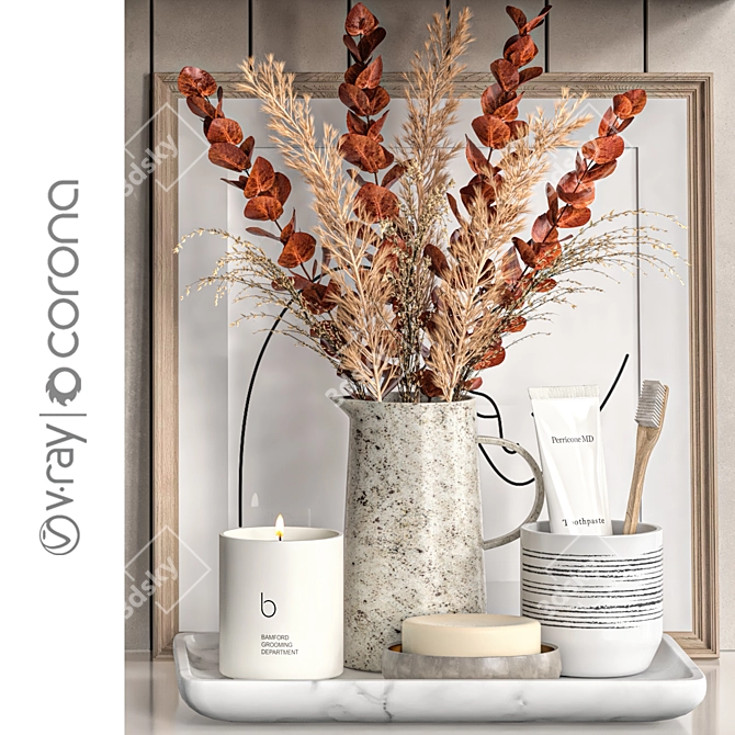 Modern Bathroom Accessories Set 72 3D model image 5