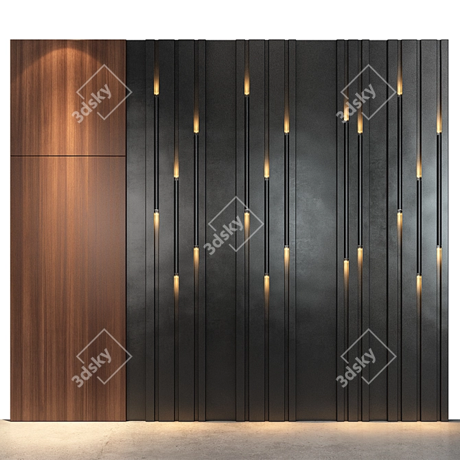 Customizable Wooden Wall Panel 3D model image 1