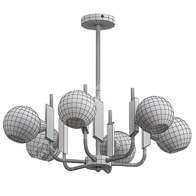 Silver Sputnik Chandelier Fixture 3D model image 2