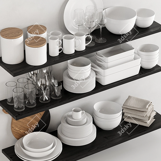 Title: Kitchen Shelf Décor Set 3D model image 2