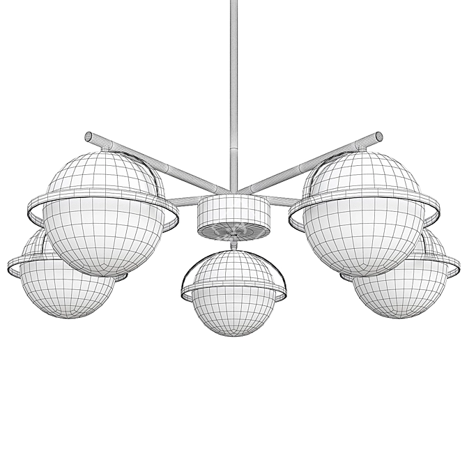 Modern Cap Chandelier 3D Model 3D model image 2