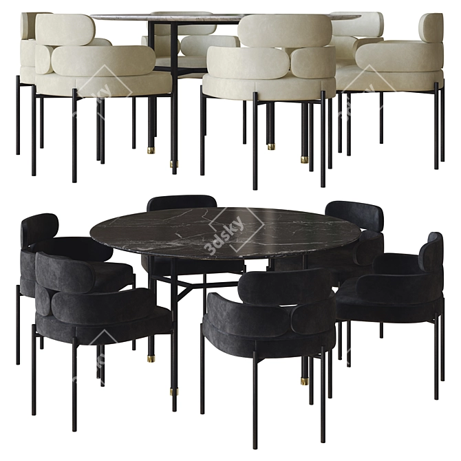 Elegant Sylvie Chair & Hubert Table 3D model image 2