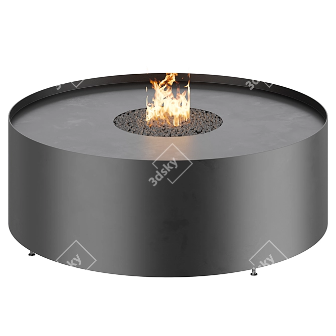 Modern Outdoor Corten Fire Pit 3D model image 2