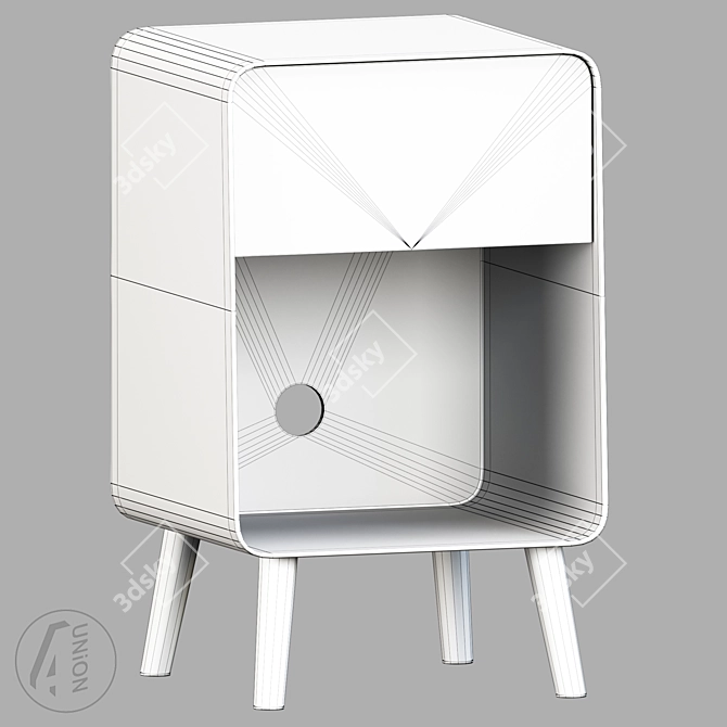 Modern Bedside Table BlackWhite 3D model image 3