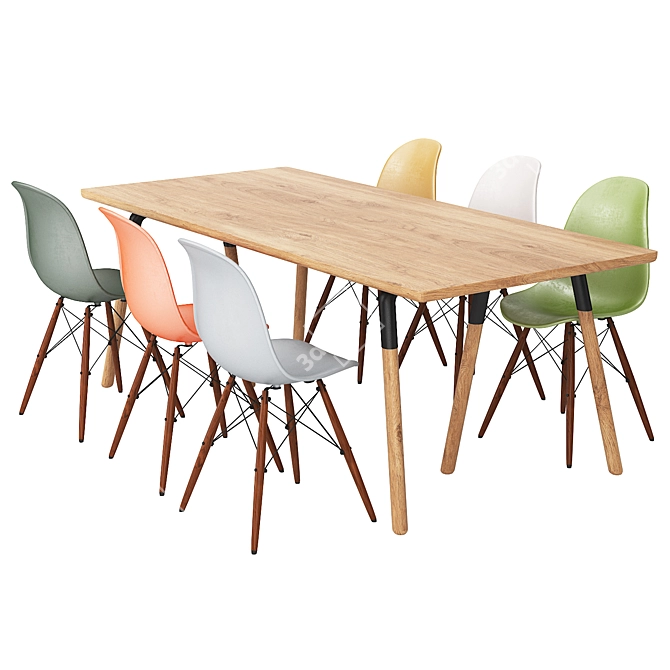 Modern Dining Set 3D Model 3D model image 1