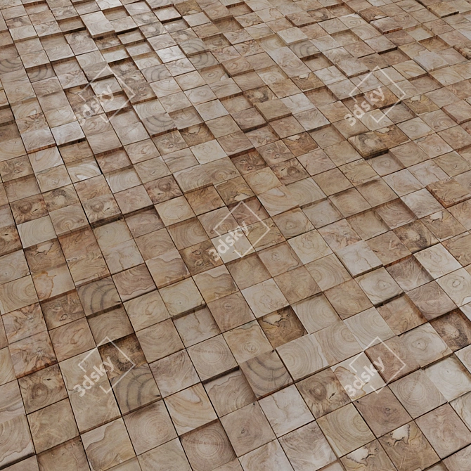 Geometric Wood Mosaic Panel 3D model image 1