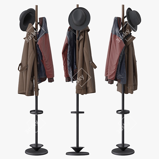 Modern Entryway Coat Rack Stand 3D model image 1