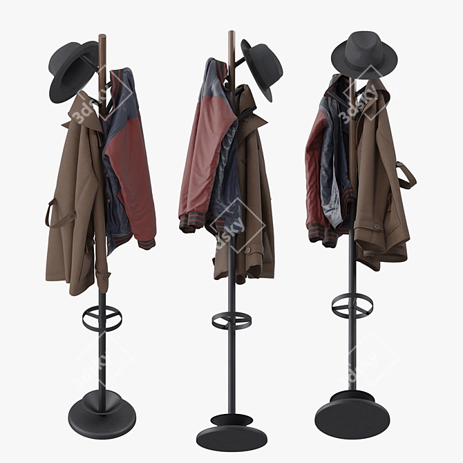 Modern Entryway Coat Rack Stand 3D model image 3