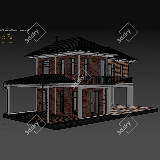 Modern Concrete-Plank House Project 3D model image 3