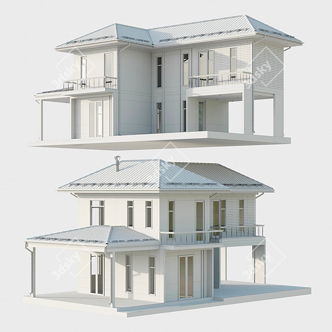 Modern Concrete-Plank House Project 3D model image 8