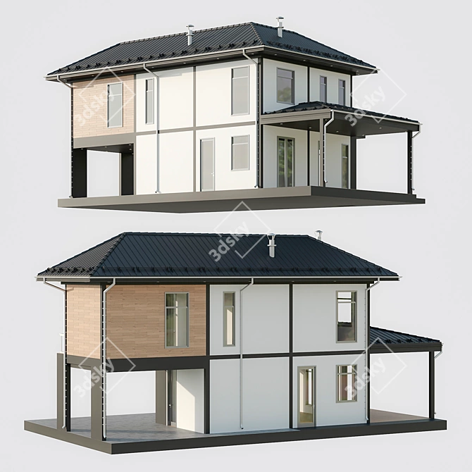 Modern Concrete-Plank House Project 3D model image 9