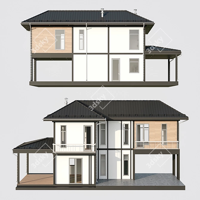 Modern Concrete-Plank House Project 3D model image 11