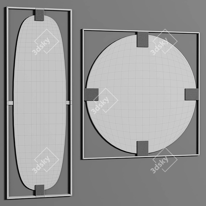 Modern Square Paolo Mirror 3D model image 2