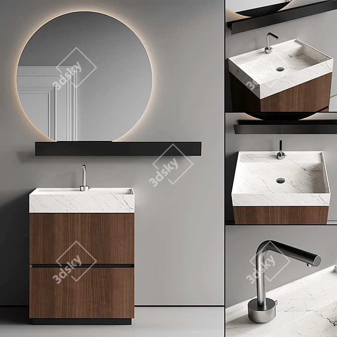 Modern Vanity Set with Mirror 3D model image 1