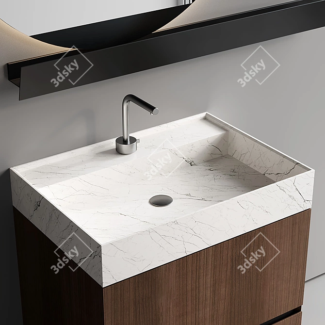 Modern Vanity Set with Mirror 3D model image 2