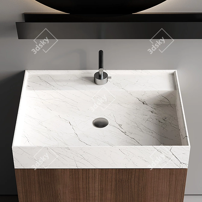 Modern Vanity Set with Mirror 3D model image 3