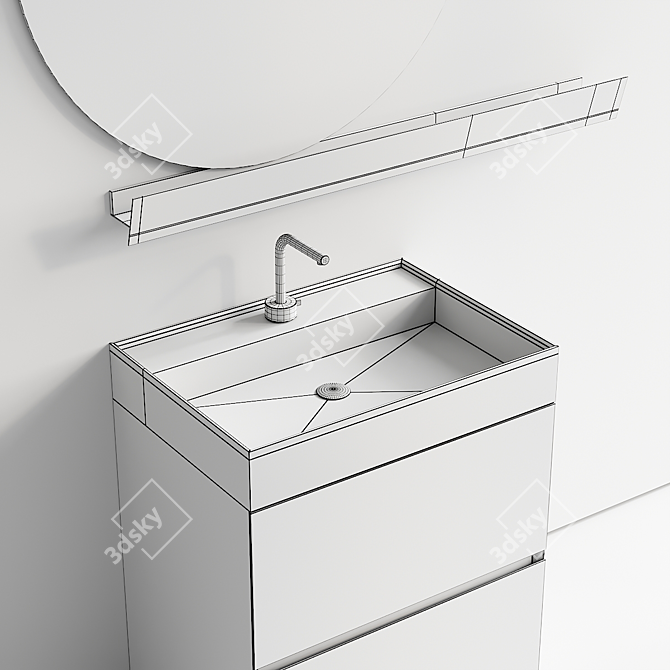 Modern Vanity Set with Mirror 3D model image 5