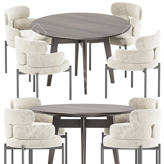 SYLVIE Chair Dining Set Collection 3D model image 1