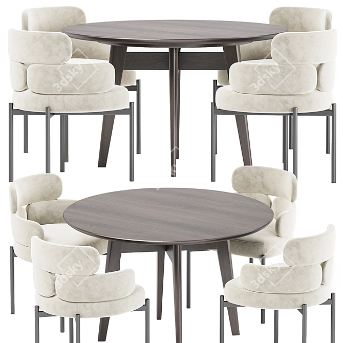 SYLVIE Chair Dining Set Collection 3D model image 2