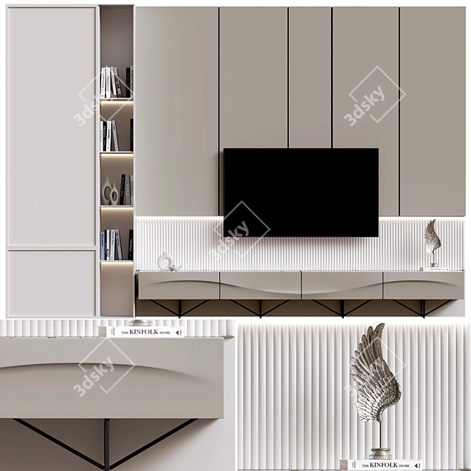 Modern TV Wall Unit Display 3D model image 1