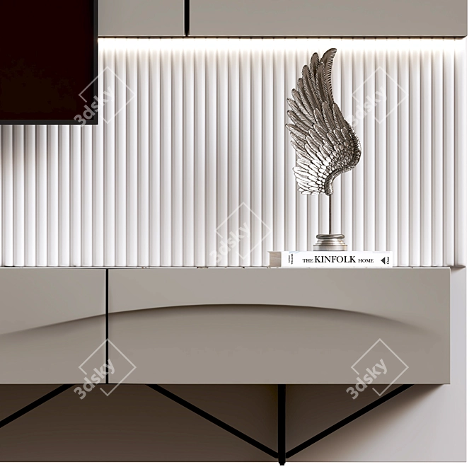 Modern TV Wall Unit Display 3D model image 2