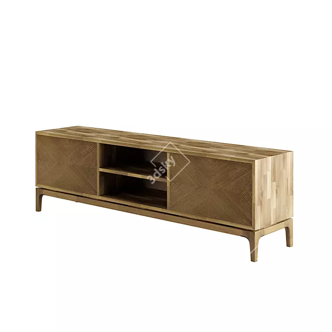 Solid Wood TV Stand Uno 3D model image 3