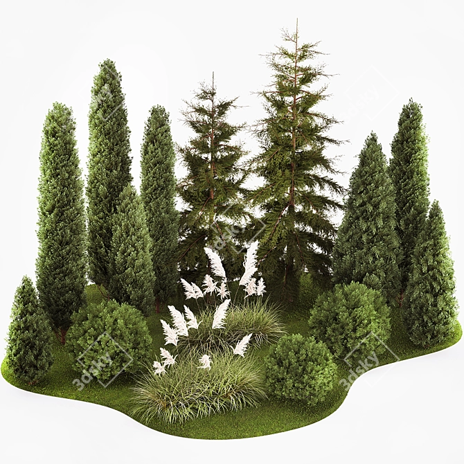 Urban Greenery Set: Cypress, Thuja, Juniper 3D model image 2