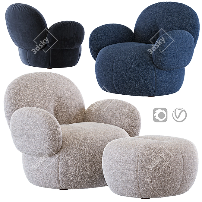 Modern Nana Love Armchair Set 3D model image 1