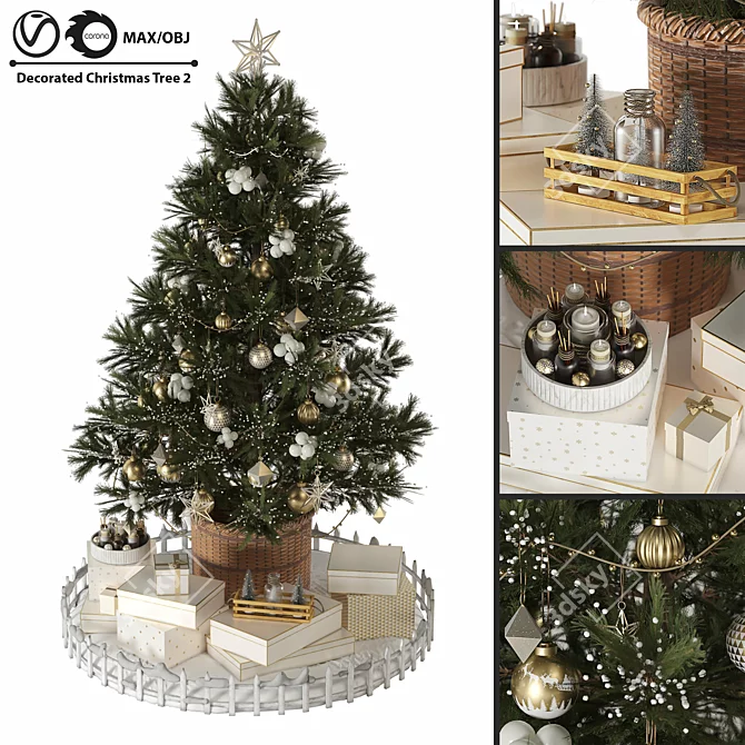 Festive Christmas Tree Decor Kit 3D model image 1