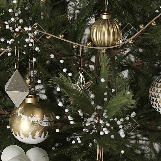 Festive Christmas Tree Decor Kit 3D model image 3