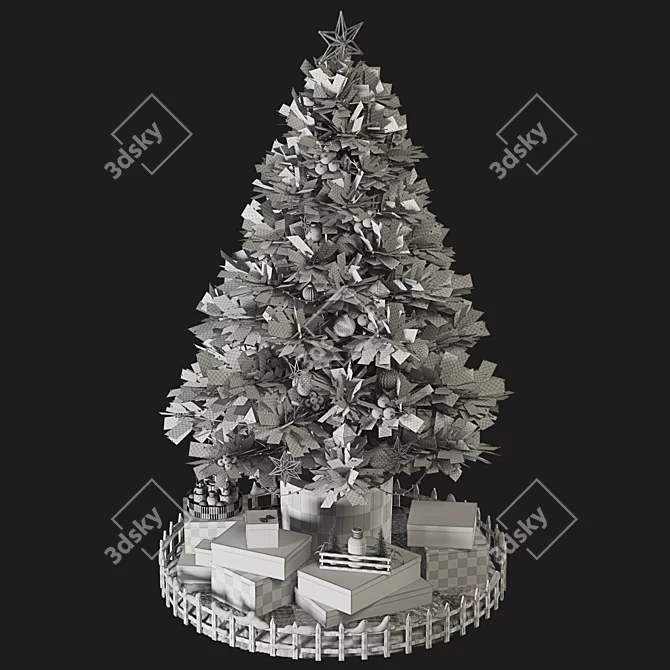 Festive Christmas Tree Decor Kit 3D model image 5