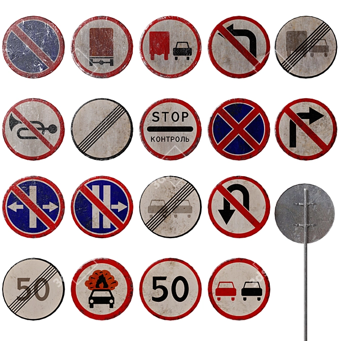 Traffic Prohibition Sign Set 3D model image 1