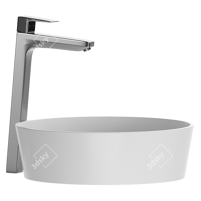 Modern Moon1 Washbasin, White 3D model image 2