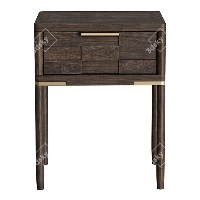 Oak Wood Bedside Table Patterson 3D model image 2