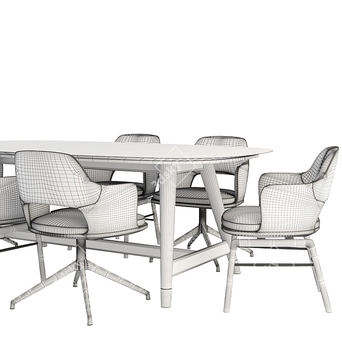 Flexform Eliseo Chairs Desco Table 3D model image 3