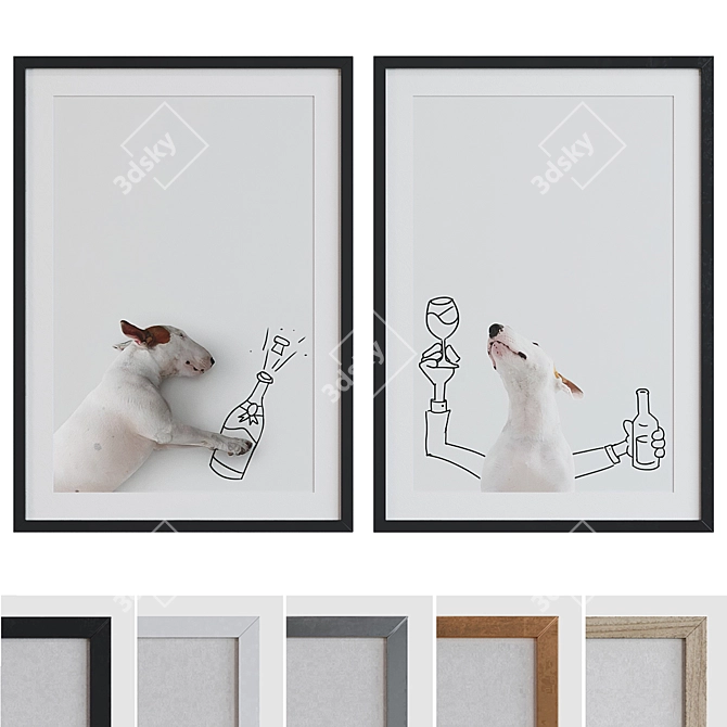 Modern Dog Picture Frame Set 3D model image 1