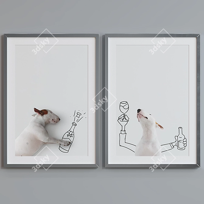 Modern Dog Picture Frame Set 3D model image 3