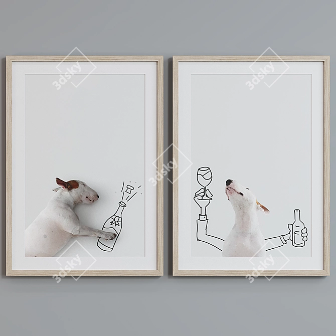 Modern Dog Picture Frame Set 3D model image 5