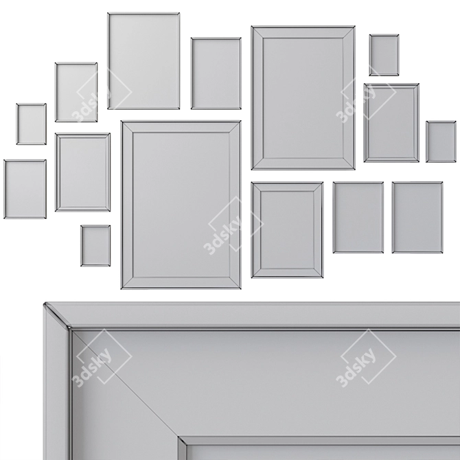 Wall Art Set: 15 Frames 3D model image 4