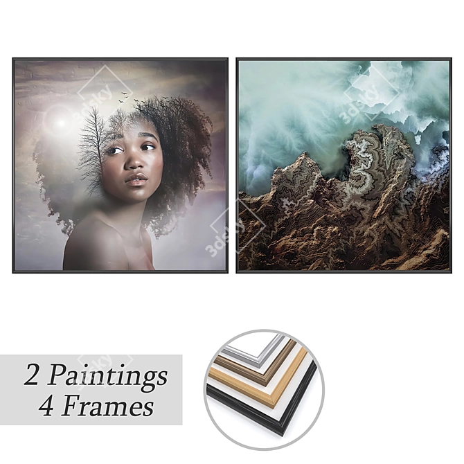 Artwork Set with Multiple Frames 3D model image 1