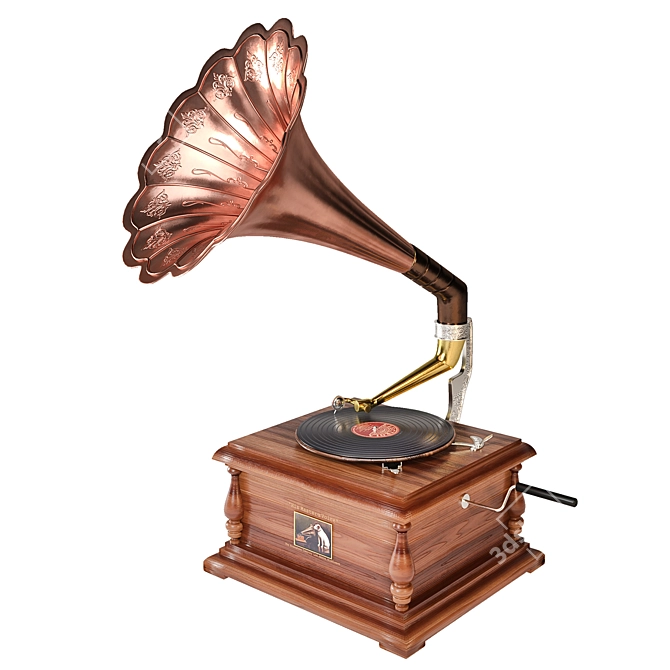 Luxury Gold Gramophone Ornament 3D model image 2