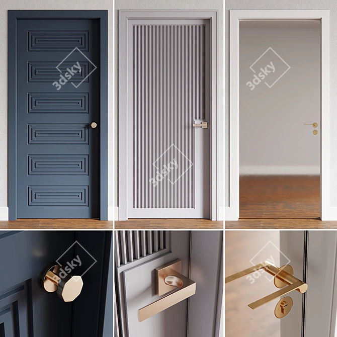 Modern Doors Pack with Textures 3D model image 1