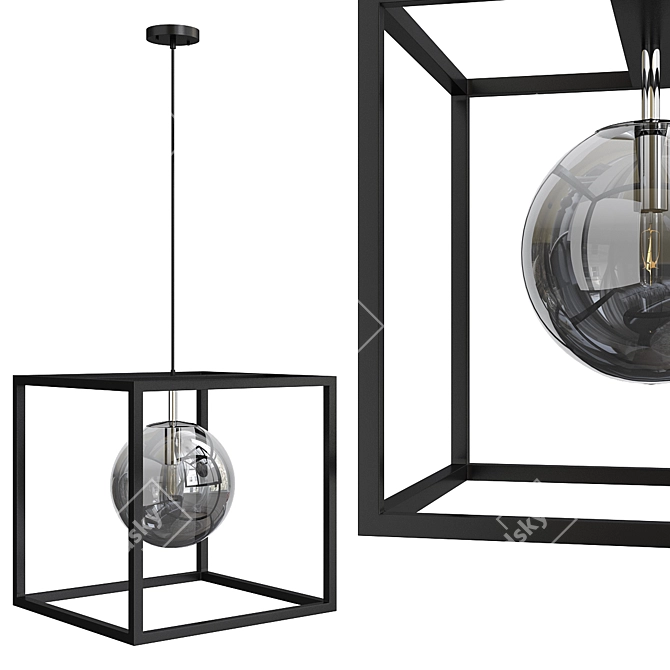 Sleek Ebony Chrome Pendant Light 3D model image 1