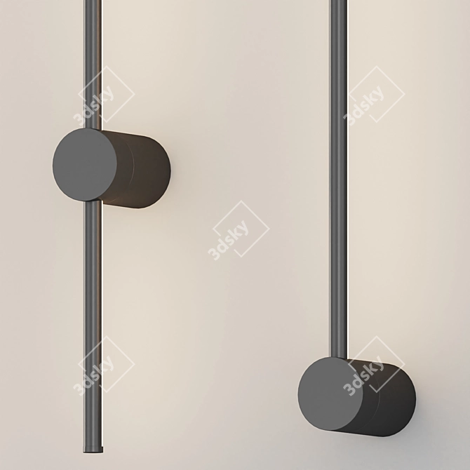 Minimalist Metal Linear Wall Sconce 3D model image 2